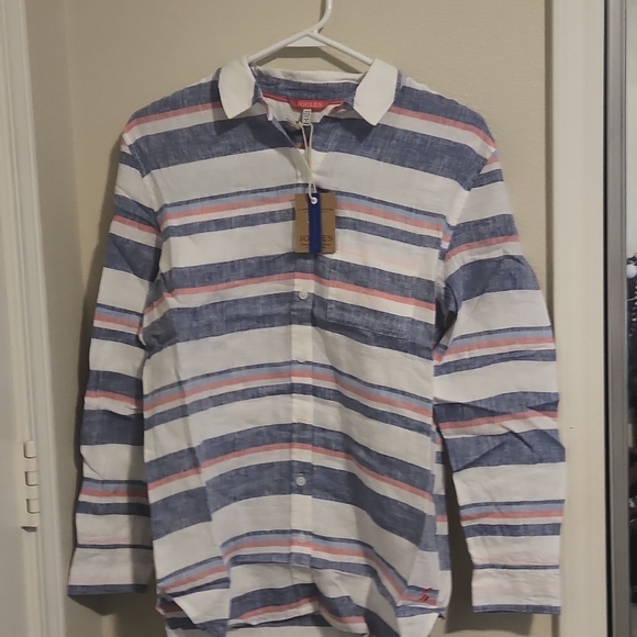 Joules Tops - Joules Linen Jeanne Button-Up Striped Shirt
